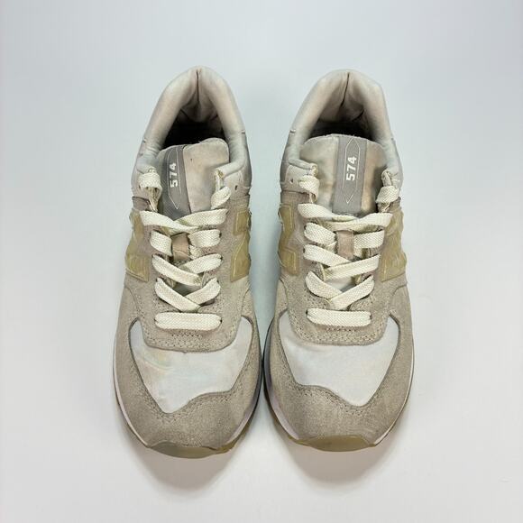 New Balance 574 Off White Beige Suede Athletic Running Shoes Women's Size 6 - Picture 3 of 12